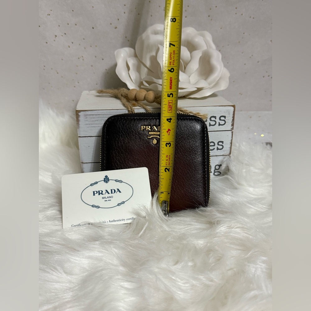 Vintage Prada Dark Brown Leather Wallet with Gold Logo - Picture 4 of 14
